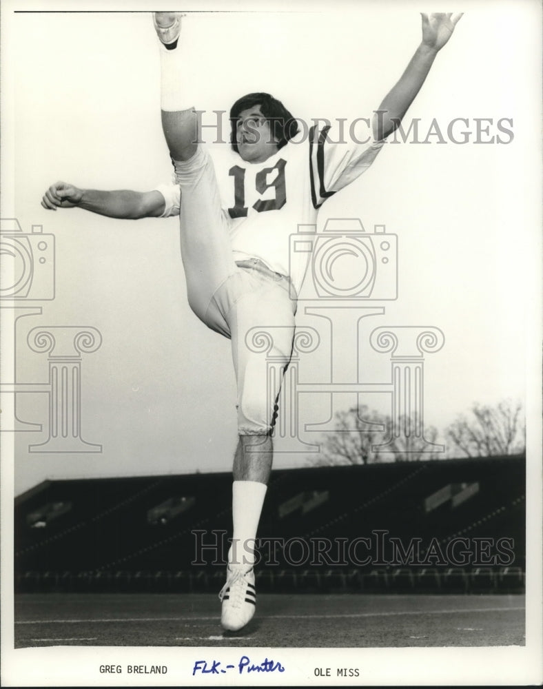 1974 Press Photo Greg Breland, Ole Miss Football Punter - nos08907- Historic Images