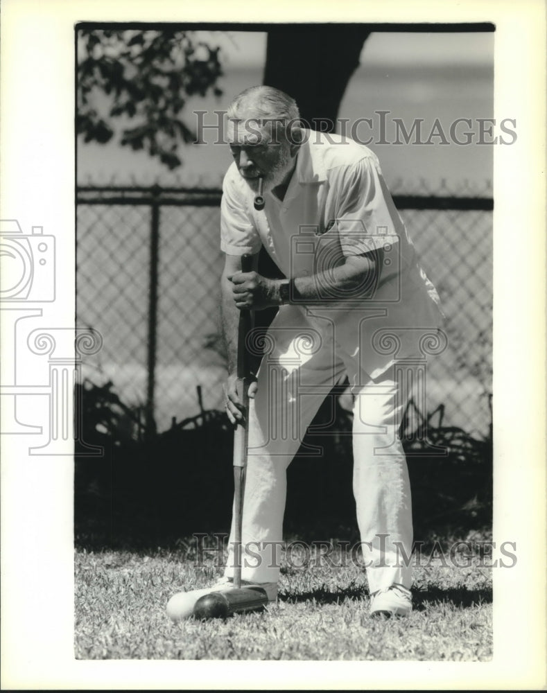 1989 Press Photo Dick Reeves at Croquet Game - nos08945- Historic Images