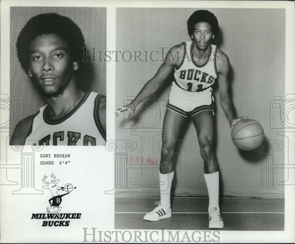 1975 Press Photo Milwaukee Bucks Basketball Player Gary Brokaw, Guard 6-4- Historic Images