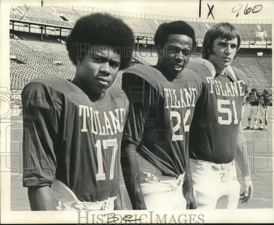 1973 Press Photo Tulane Football Players: Robert Brown, Martin Mitchell, Other- Historic Images