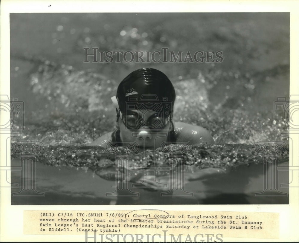 1989 Press Photo Cheryl Connors of Tanglewood Swim Club moves through 50 Meter- Historic Images