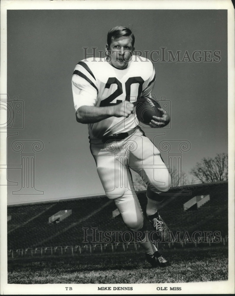 1963 Press Photo Ole Miss Football Player Mike Dennis, TB - nos09982- Historic Images