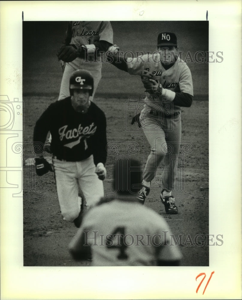 1989 Press Photo Doug Faust, New Orleans Baseball Player at Georgia Tech Game- Historic Images