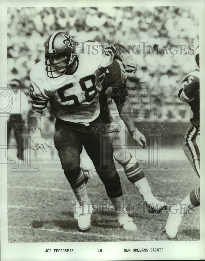 1986 Press Photo Joe Federspiel, New Orleans Saints Football Player at Game- Historic Images