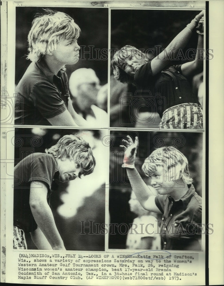 1973 Press Photo Golfer Katies Falk at Women&#39;s Western Amateur Golf Tournament- Historic Images