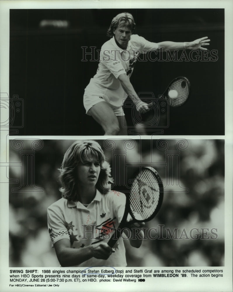 1988 Press Photo Tennis Players Stefan Edberg and Steffi Graf at Wimbledon- Historic Images