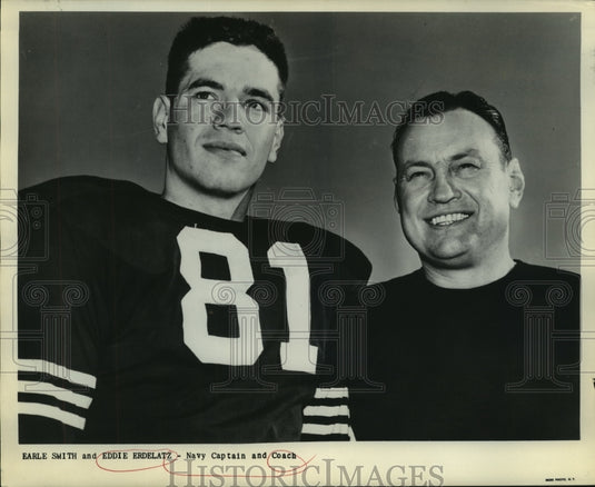 Press Photo Earle Smith and Eddie Erdelatz, Navy Football Captain and Coach- Historic Images
