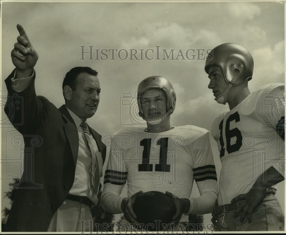 Press Photo Eddie Erdelatz, Navy Football Coach with Quarterback George Welsh- Historic Images