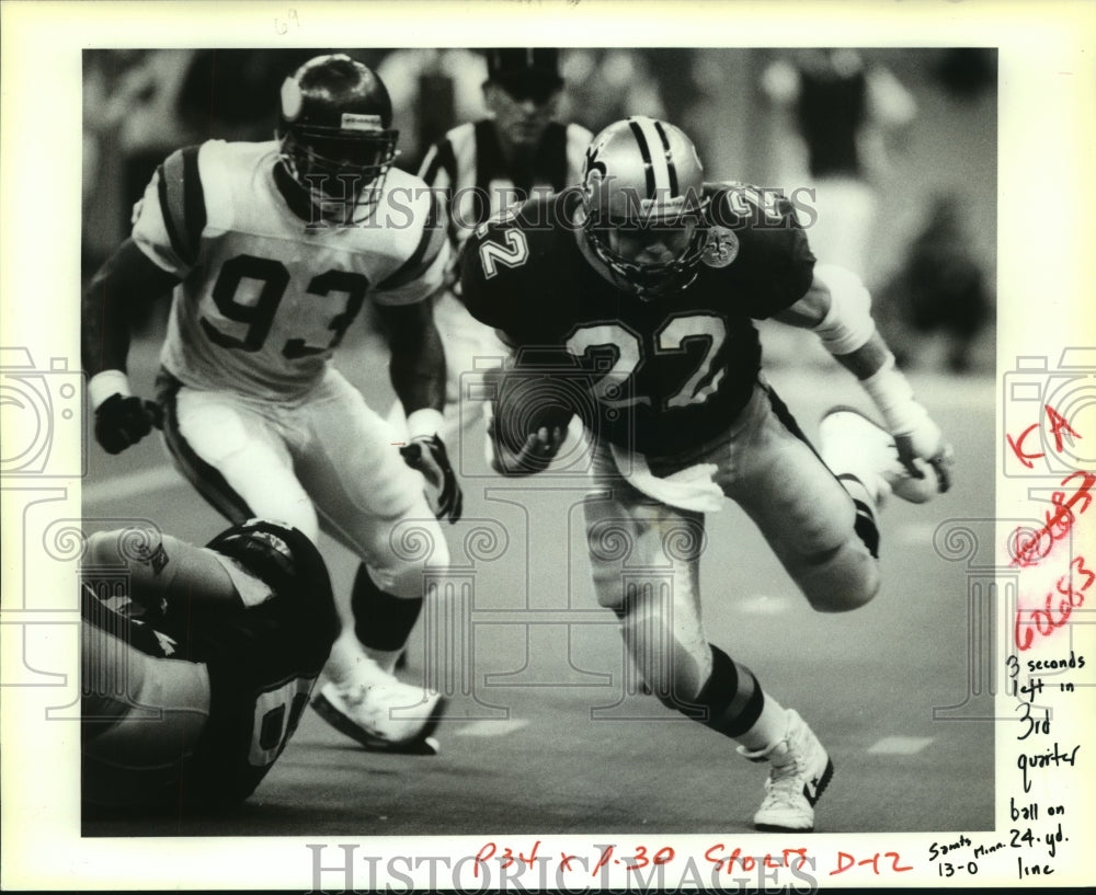 1981 Press Photo Gil Fenerty, New Orleans Saints Football Player vs Vikings- Historic Images