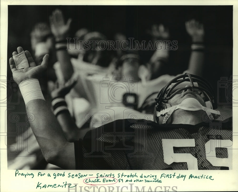 1981 Press Photo Chuck Evans, New Orleans Saints Football Player at Practice- Historic Images