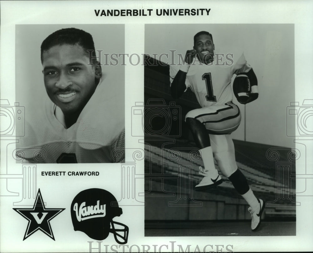 1987 Press Photo Everett Crawford, Vanderbilt University Football Player- Historic Images