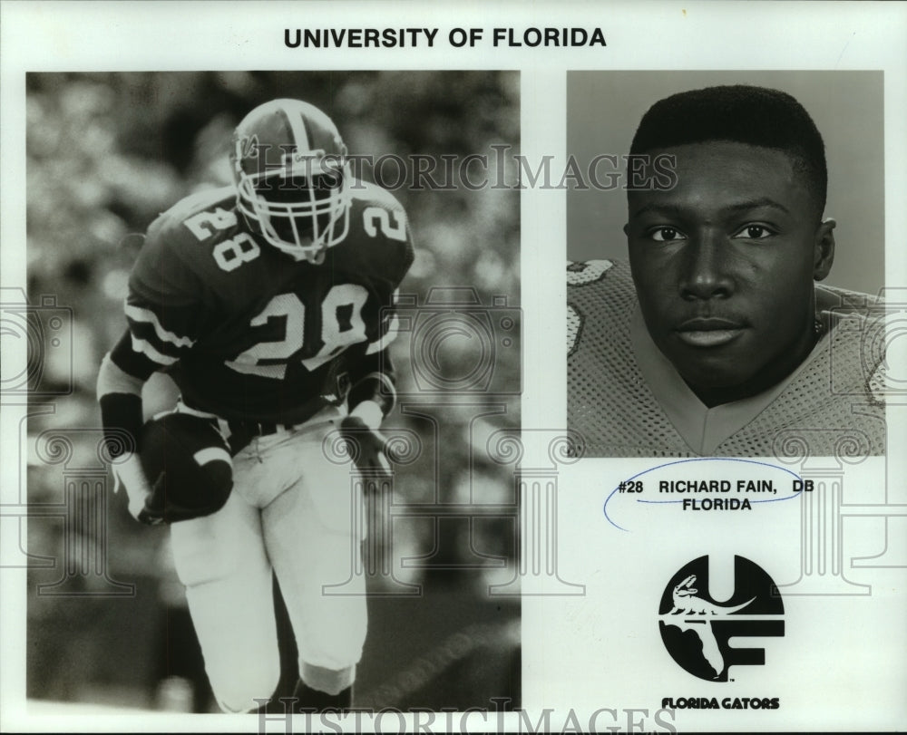 1990 Press Photo Richard Fain, University of Florida Gators Football Player- Historic Images