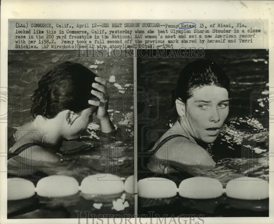 1965 Press Photo Penny Estes, Swimmer at California National Women's Swim Meet- Historic Images