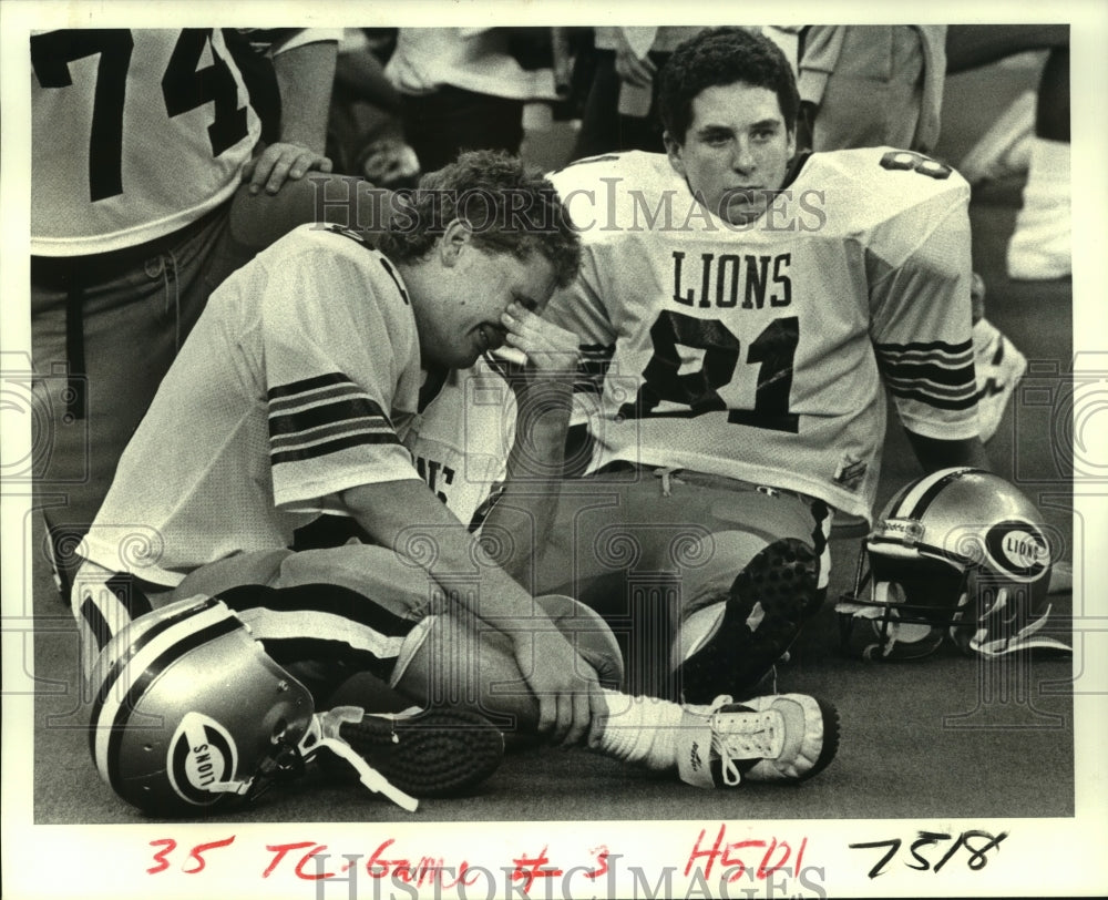 1987 Press Photo Jay Dunn, &amp; Shawn Ventura, Covington High Football Players- Historic Images