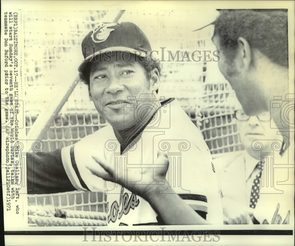 1971 Press Photo Mike Cueller, Orioles Baseball Player at World Series Game- Historic Images