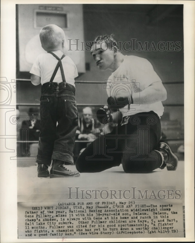 Press Photo Gene Fullmer, National Boxing Assn. middleweight champion &amp; his son- Historic Images