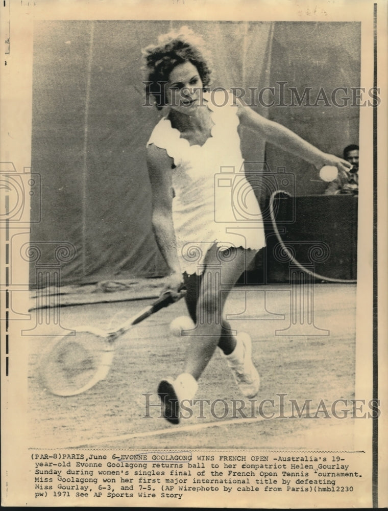 1971 Press Photo Evonne Goolagong during French Open Tennis Tournament