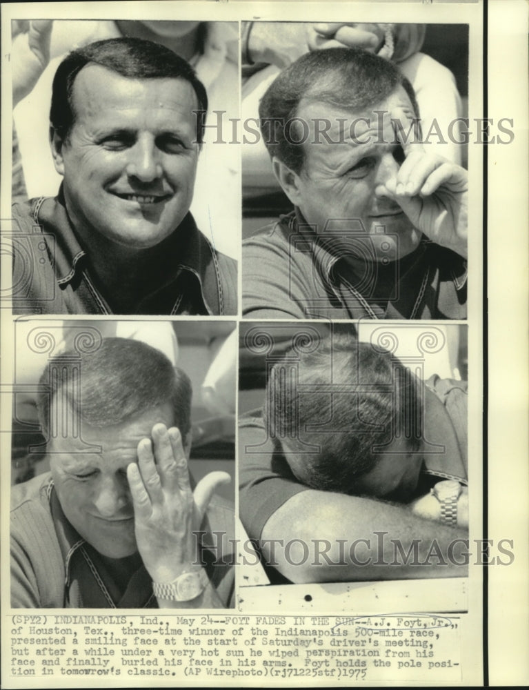 1975 Press Photo Race driver A.J. Foyt at the Indy 500 - nos12258- Historic Images