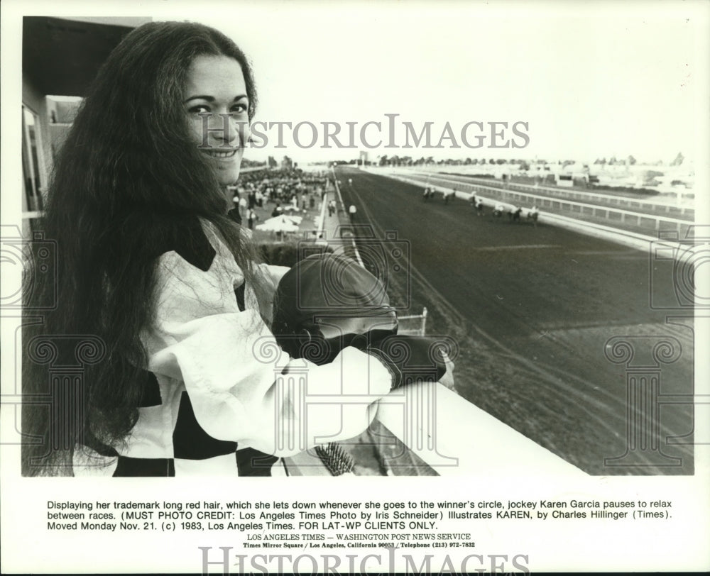 1983 Press Photo Horse racing jockey Karen Garcia - nos12432- Historic Images