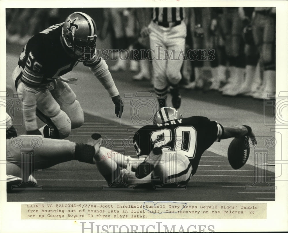 1984 Press Photo New Orleans Saints and Atlanta Falcons play NFL football- Historic Images