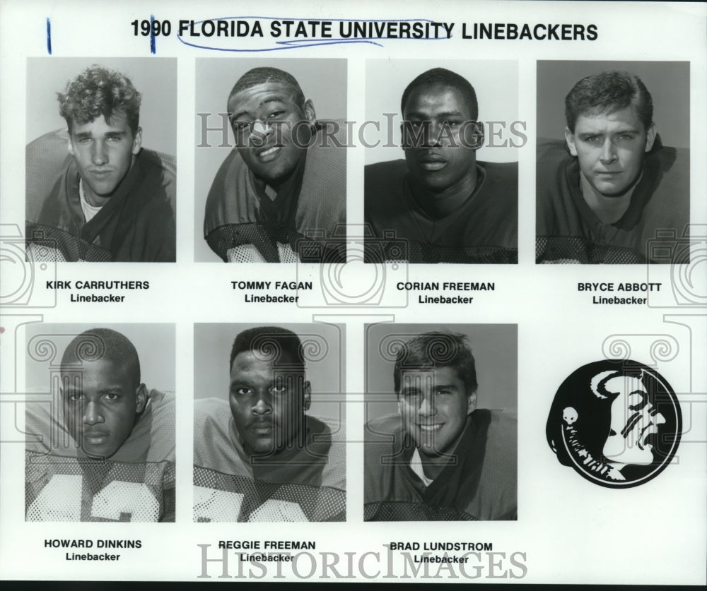 1990 Press Photo Florida State football linebackers mug shots - nos12631