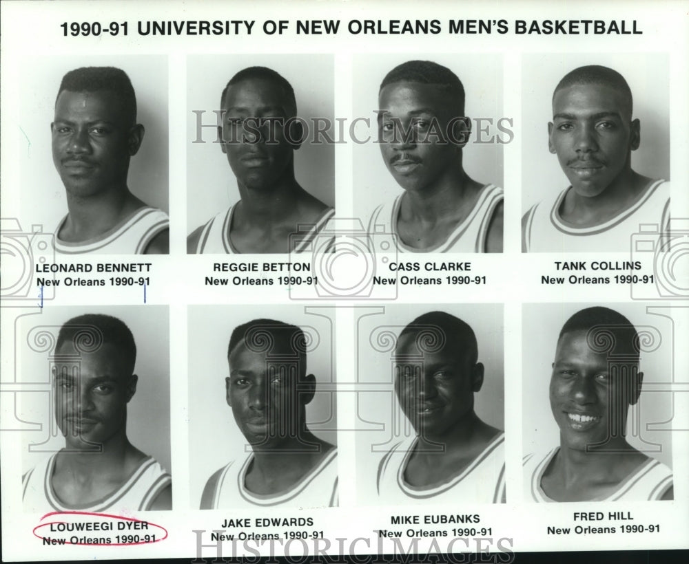 1991 Press Photo 1990-90 Universy of New Orleans basketball mug shots- Historic Images