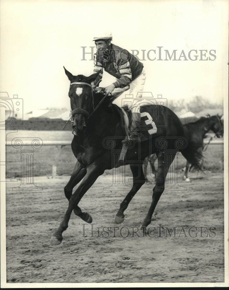 1968 Press Photo Jockey William Fleming aboard Nuyaka Cotton - nos12910- Historic Images