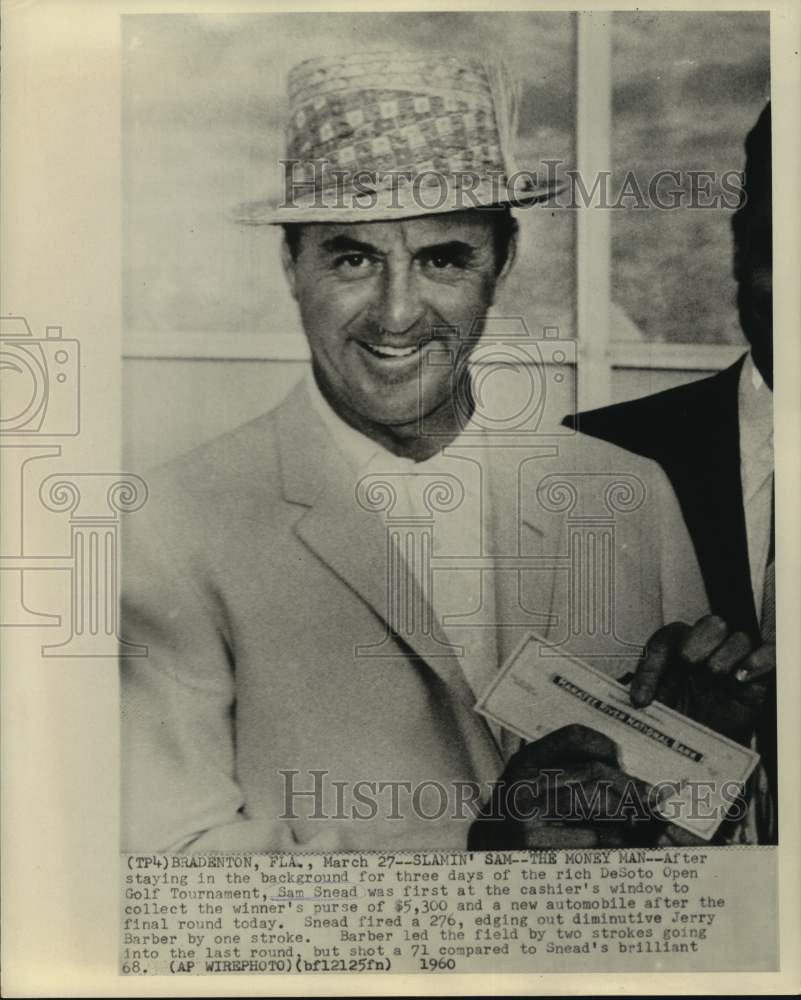 1960 Press Photo Golfer Sam Snead, winner of the DeSoto Open - nos13201- Historic Images