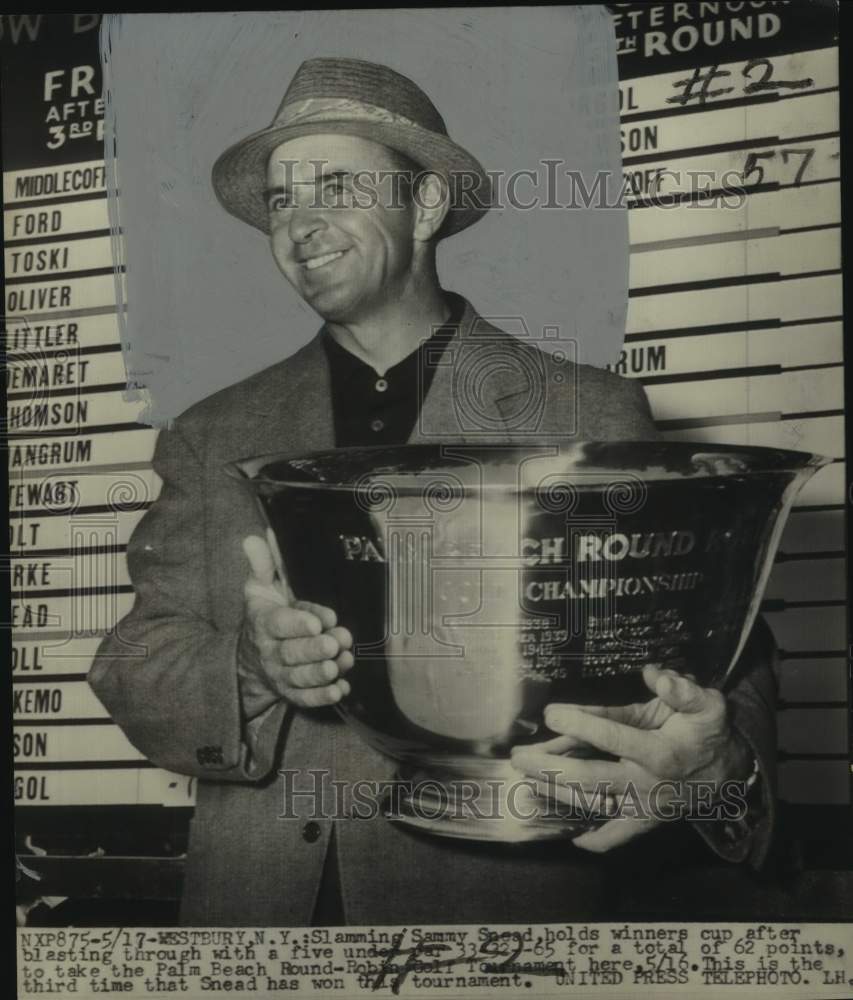 1954 Press Photo Golfer Sam Snead after winning the Palm Beach Round Robin- Historic Images