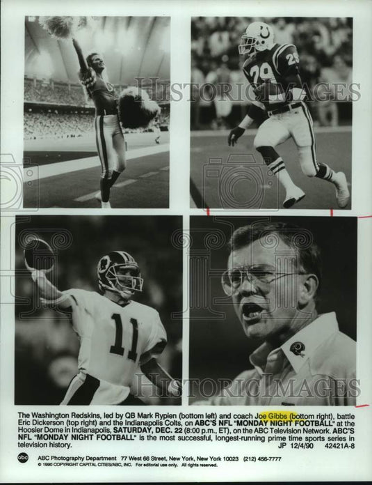 1990 Press Photo Washington Redskins and Indianapolis Colts players, coach- Historic Images