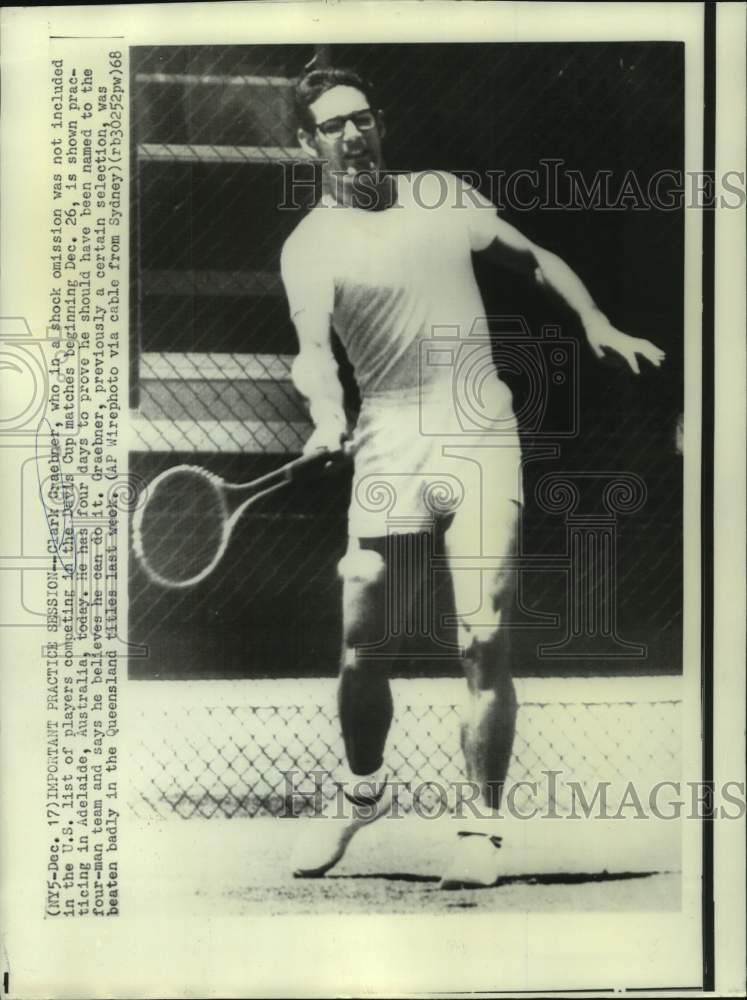 1968 Press Photo Davis Cup tennis hopeful Clark Graebner in Australia- Historic Images