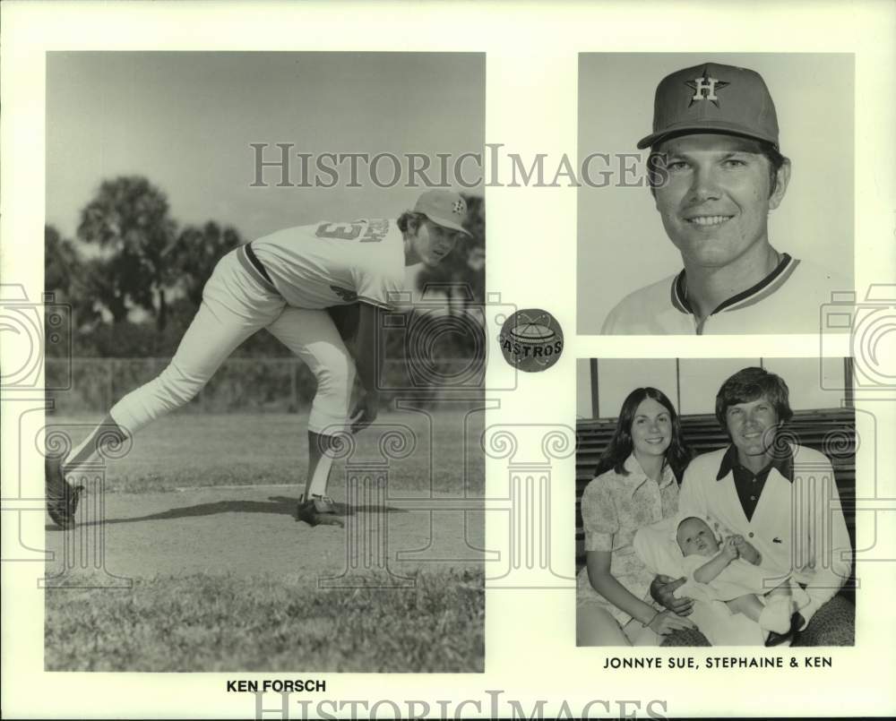 1975 Press Photo Houston Astros baseball pitcher Ken Forsch and family- Historic Images