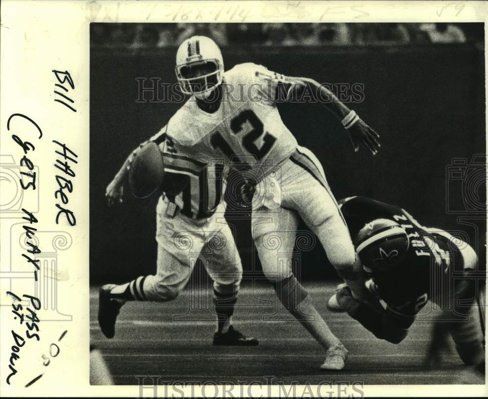 1978 Press Photo New Orleans Saints Mike Fultz Holds On Tampa Bays Doug Williams- Historic Images