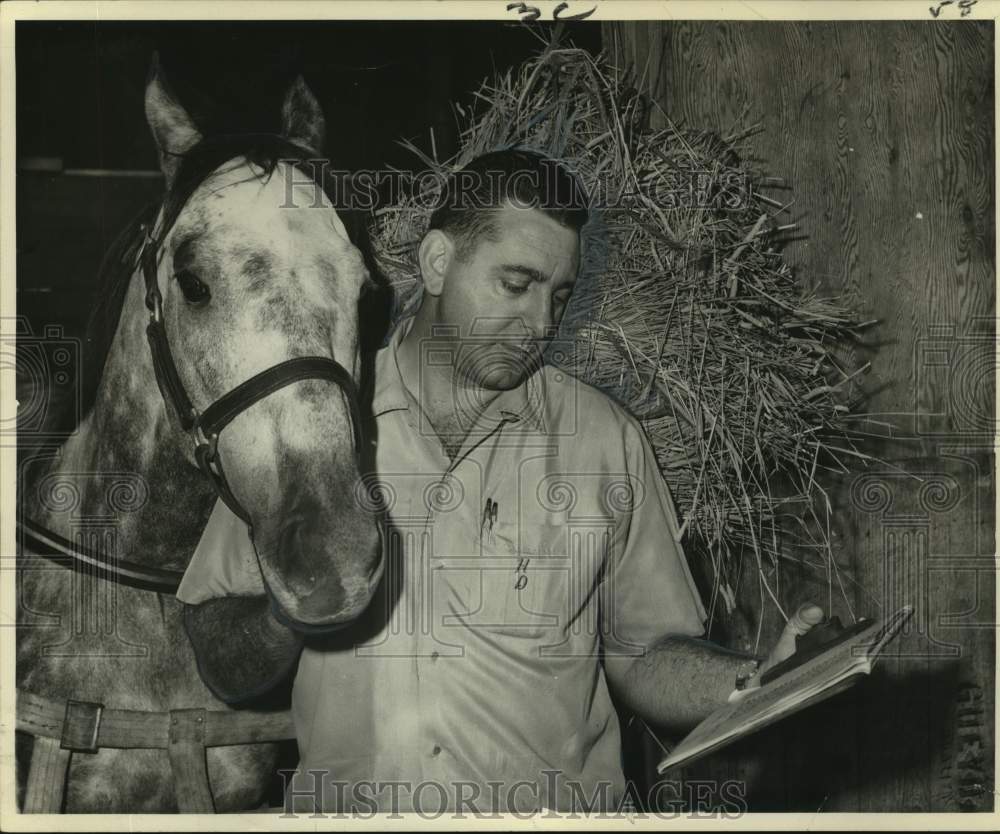 1967 Press Photo Horseman Howard Delahoussay with horse Other Brother-Horse race- Historic Images