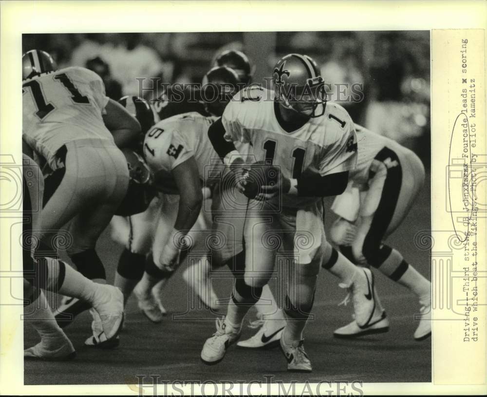 1988 Press Photo New Orleans Quarterback John Fourcade Leads Scoring Drive- Historic Images