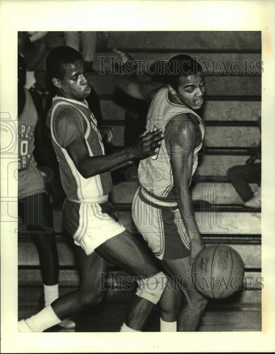 1985 Press Photo Basketball - St. Aug's Randy Glapion & Landry's Kent Every- Historic Images