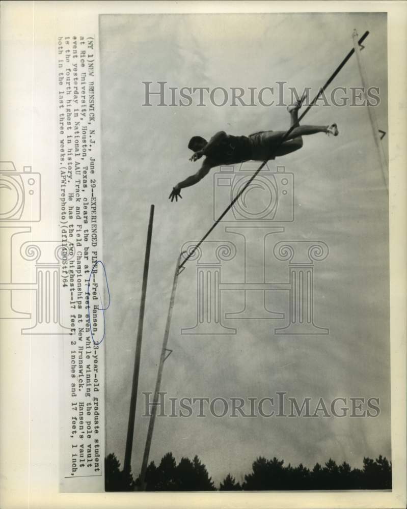 1964 Press Photo National pole vault champion Fred Hansen - nos15147- Historic Images