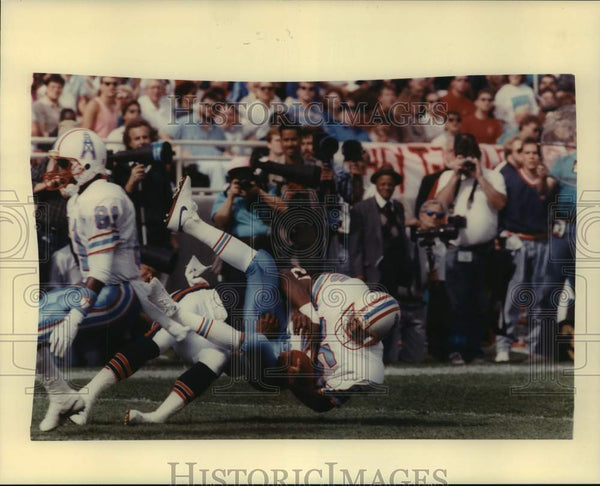1989 Press Photo Houston Oilers and Chicago Bears play NFL football ...