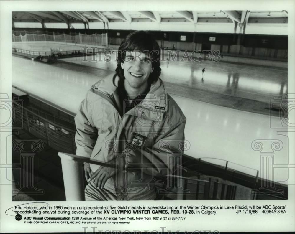 1988 Press Photo Speedskater and Olympic TV analyst Eric Heiden - nos15795- Historic Images