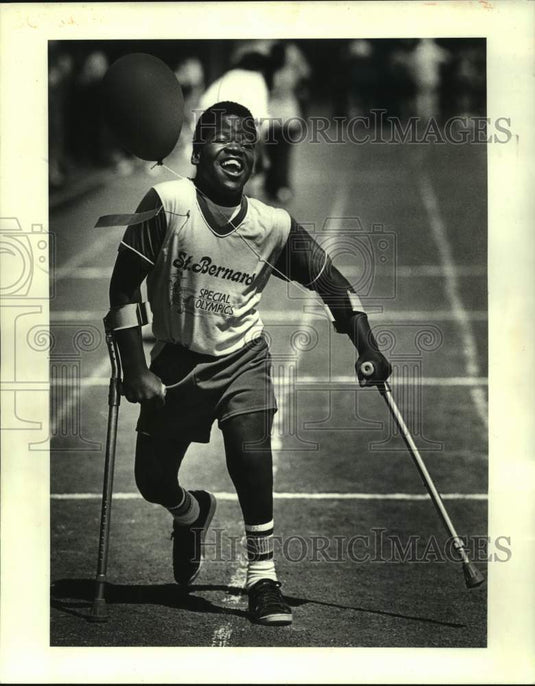 1987 Press Photo St. Bernard Parish Special Olympics athlete Patrick Jackson- Historic Images