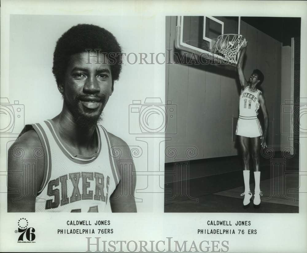 1977 Press Photo Philadelphia 76ers basketball player Caldwell Jones - nos16836- Historic Images