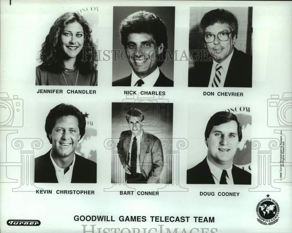 1986 Press Photo Goodwill Games telecast team - nos16957- Historic Images