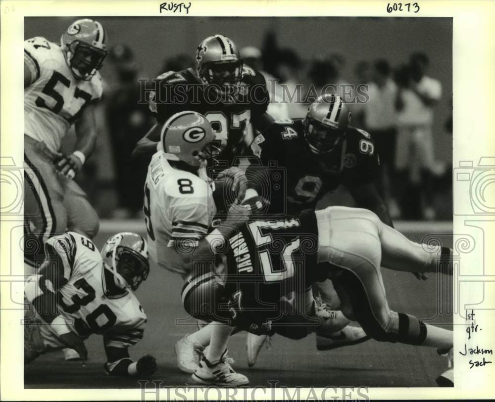 1991 Press Photo New Orleans Saints football player Rickey Jackson vs. Green Bay- Historic Images