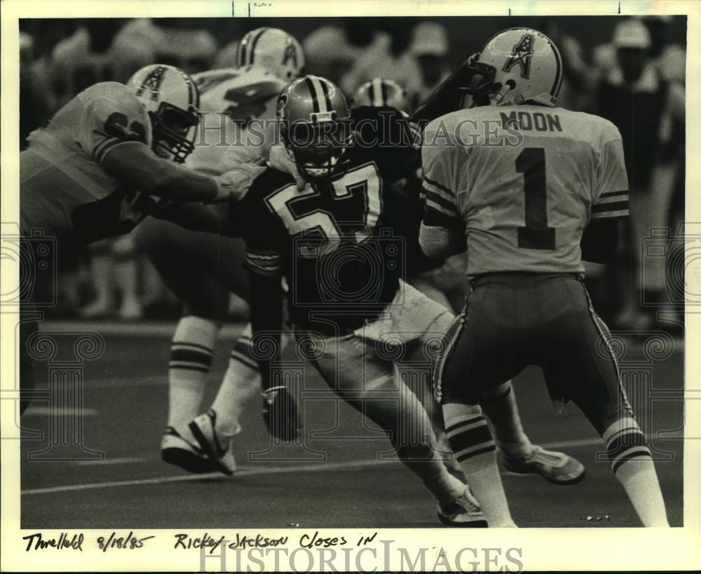 1985 Press Photo New Orleans Saints football player Rickey Jackson vs. Houston- Historic Images