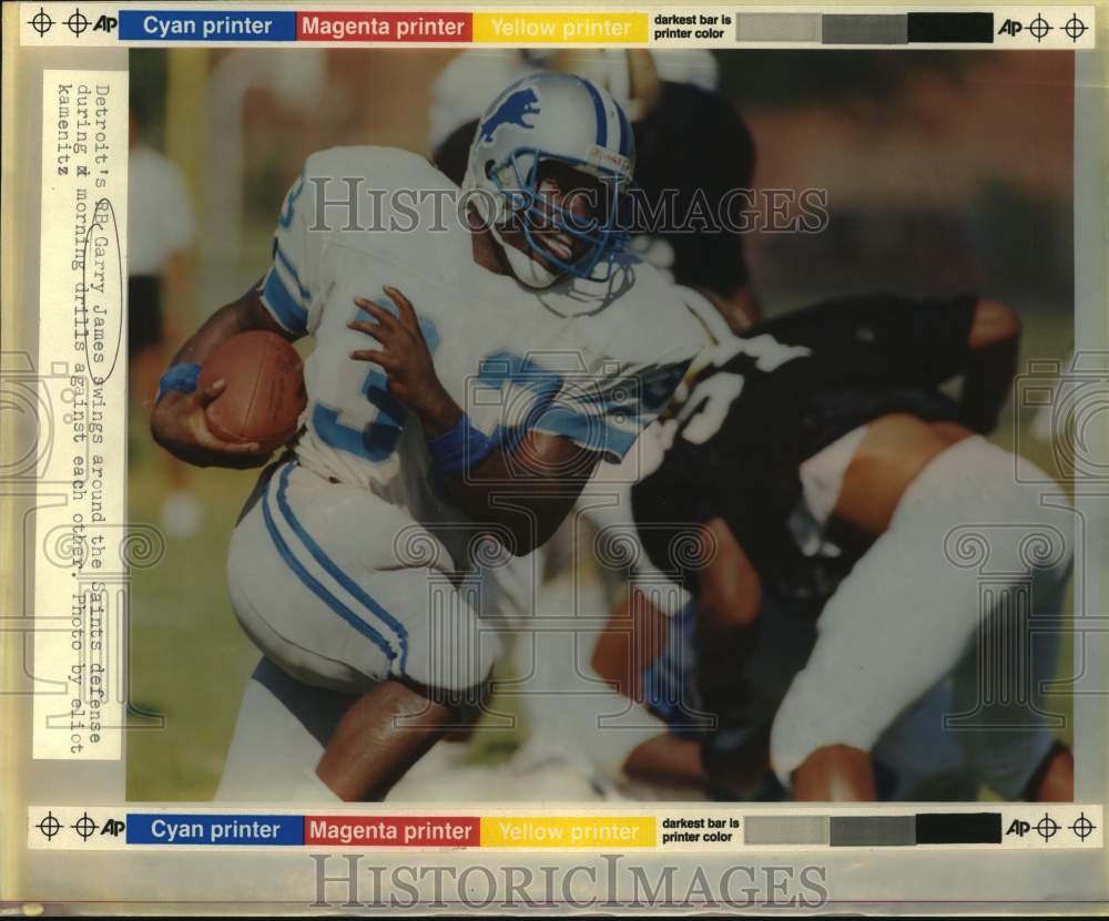 1988 Press Photo Detroit Lions football player Garry James vs. the Saints- Historic Images