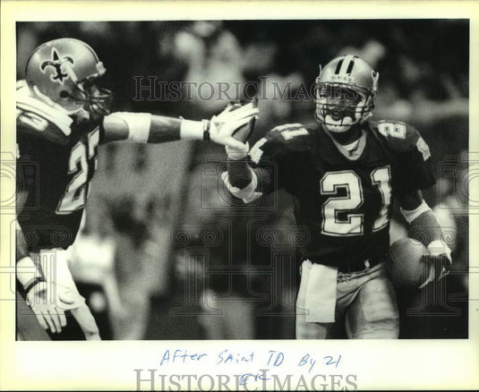 1988 Press Photo Buford Jourdan and Dalton Hilliard, New Orleans Saints football- Historic Images