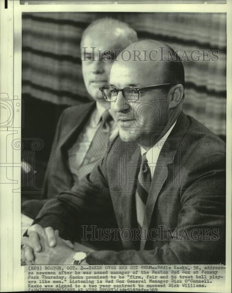 1969 Press Photo Boston Red Sox baseball manager Eddie Kasko, GM Dick O&#39;Connell- Historic Images