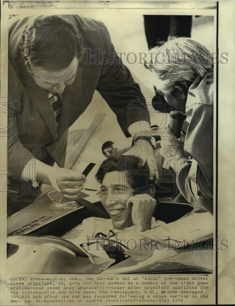 1971 Press Photo Race driver Steve Krisiloff and car owner Andy Granatelli- Historic Images