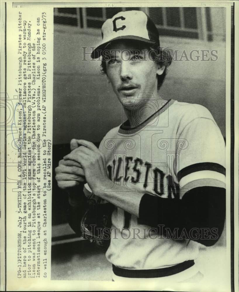 1973 Press Photo Baseball - Bruce Kison former Pirate Now on Charleston- Historic Images