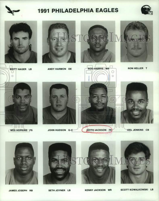 1991 Press Photo Philadelphia Eagles football mug shots - nos17810- Historic Images